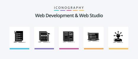 Web Development And Web Studio Glyph 5 Icon Pack Including computer. code. webpage. ui. interface. Creative Icons Design vector