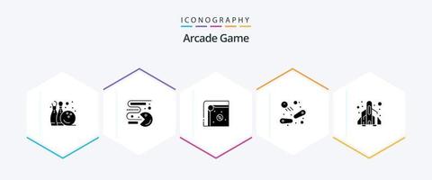 Arcade 25 Glyph icon pack including fun. play. air hockey. game. pinball vector