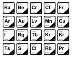 diseño de paquete de iconos de 20 tablas preiodicas de los elementos vector