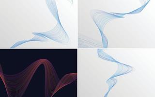 Modern wave curve abstract vector background pack for a unique and creative design