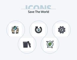 Save The World Line Filled Icon Pack 5 Icon Design. sewage. factory. battery. environment. ecology vector