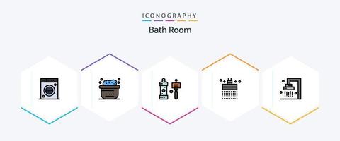 cuarto de baño 25 paquete de iconos de línea completa que incluye baño. ducha. baño. baño. ducha vector