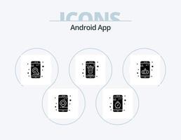 diseño de iconos del paquete de iconos de glifo de la aplicación Android 5. teléfono inteligente borrar. detener. contacto. buscar vector