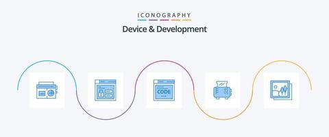 Device And Development Blue 5 Icon Pack Including image. frame. browser. toaster. toast vector