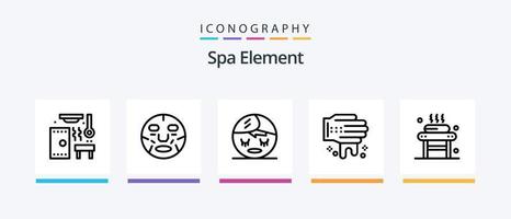 paquete de iconos de línea 5 de elementos de spa que incluye cómodo. spa. masaje. blindaje. elemento. diseño de iconos creativos vector