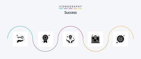 paquete de iconos de glifo 5 de éxito que incluye éxito. premio. manos y gestos. medalla. prima vector