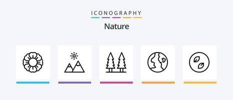 paquete de iconos de la línea natural 5 que incluye la naturaleza. clima. naturaleza. árbol. naturaleza. diseño de iconos creativos vector