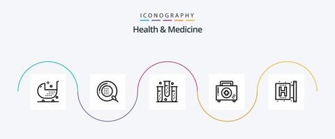 Health and Medicine Line 5 Icon Pack Including disease. aid. health. health. fitness vector