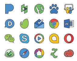 20 Social Media Icon Pack Including opera video chrome windows media player skype vector