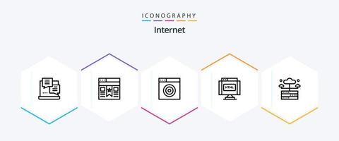 Internet 25 Line icon pack including network. database. find. internet. find vector