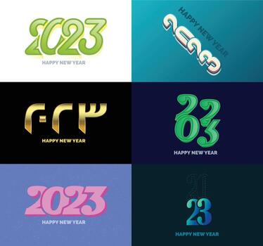 Big Set of 2023 Happy New Year logo text design 2023 number design template vector