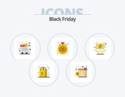 paquete de iconos planos de viernes negro 5 diseño de iconos. compras. porcentaje. carro. dinero. carretilla vector