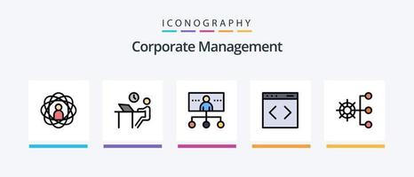 Corporate Management Line Filled 5 Icon Pack Including person. abilities. graph. teamwork. people. Creative Icons Design vector