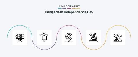 paquete de iconos de línea 5 del día de la independencia de bangladesh que incluye. punto de referencia. espantapájaros. bienes. edificio vector