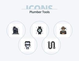 Plumber Line Filled Icon Pack 5 Icon Design. gauge. plumber. man. mechanical. plumbing vector