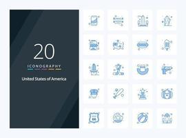 20 Usa Blue Color icon for presentation vector