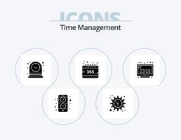 Time Management Glyph Icon Pack 5 Icon Design. computer. year. clock. selection. all vector