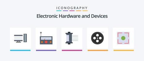 paquete de iconos flat 5 de dispositivos que incluye marco. video. cámara. rollo. cámara. diseño de iconos creativos vector