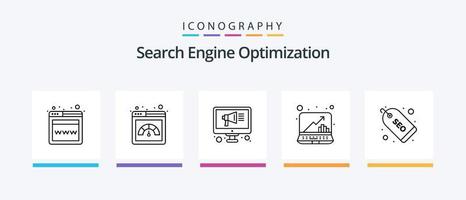 Seo Line 5 Icon Pack Including . marketing. page. digital. search. Creative Icons Design vector