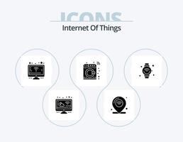 Internet Of Things Glyph Icon Pack 5 Icon Design. internet. washing. wifi. smart. control vector