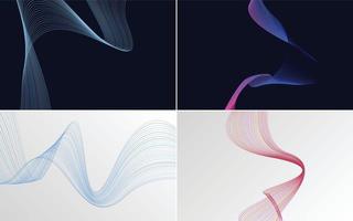 Our pack of 4 vector backgrounds includes waving lines and geometric patterns