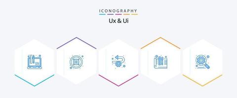 ux y ui 25 paquete de iconos azules que incluye búsqueda. motor. ágil. creación de prototipos diseño vector