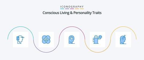 Concious Living And Personality Traits Blue 5 Icon Pack Including healthcare. hand. model. man. man vector