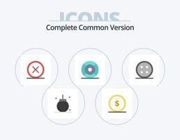 paquete de iconos planos de versión común completa 5 diseño de iconos. ux. ayuda. círculo. básico. eliminar vector