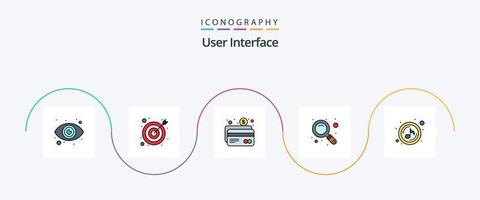 paquete de iconos de 5 planos llenos de línea de interfaz de usuario que incluye . temblor. tarjeta. jugar. zoom vector