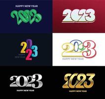 Big Collection of 2023 Happy New Year symbols Cover of business diary for 2023 with wishes vector