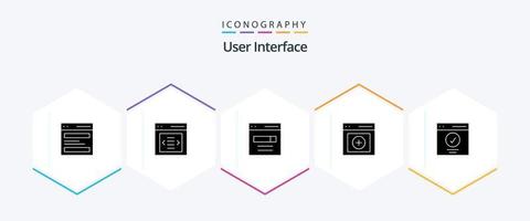 User Interface 25 Glyph icon pack including upload. communication. user. user. interface vector