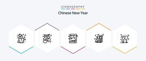 Chinese New Year 25 Line icon pack including christmas. train. christmas. holiday. christmas vector