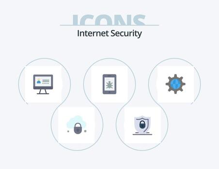 paquete de iconos planos de seguridad de internet 5 diseño de iconos. Internet. mundo. computadora. seguridad. seguridad vector