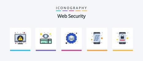 paquete de iconos flat 5 de seguridad web que incluye búsqueda. código. teclado. binario. mejoramiento. diseño de iconos creativos vector