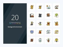 20 Ecology And Environment line Filled icon for presentation vector