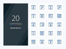 20 Website Element Blue Color icon for presentation vector