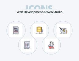 desarrollo web y línea de estudio web paquete de iconos llenos 5 diseño de iconos. codificación. reparar. mensaje. instante vector