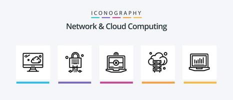 Network And Cloud Computing Line 5 Icon Pack Including call. storage. big. connection. information. Creative Icons Design vector