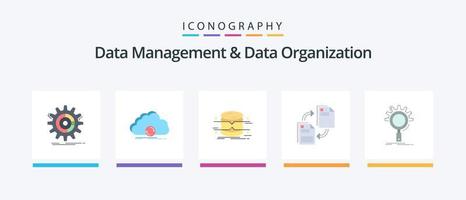 Data Management And Data Organization Flat 5 Icon Pack Including file. sharing. data. monitoring. architecture. Creative Icons Design vector