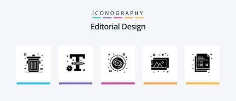 Editorial Design Glyph 5 Icon Pack Including drawing. creative. focus. photos. design. Creative Icons Design vector