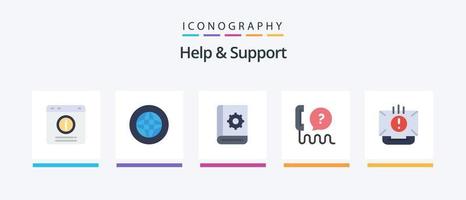 Help And Support Flat 5 Icon Pack Including interface. customer. help. service. help. Creative Icons Design vector