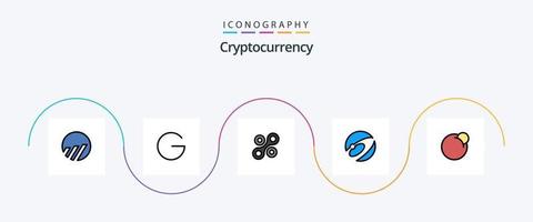 Cryptocurrency Line Filled Flat 5 Icon Pack Including crypto. red coin. radium. crypto currency. coin vector