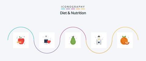 Diet And Nutrition Flat 5 Icon Pack Including diet. health. love. fitness. pear vector