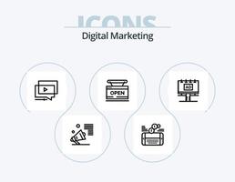 Digital Marketing Line Icon Pack 5 Icon Design. funnel. filter. facebook. paper. type vector