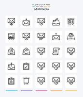 paquete de iconos de contorno multimedia creativo 25 como buzón. bandeja de entrada. enviar. enviar. correo vector