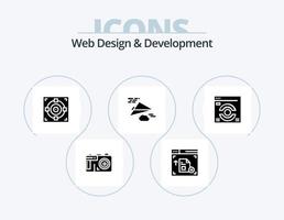 Web Design And Development Glyph Icon Pack 5 Icon Design. design. plane . paper plane . goal vector