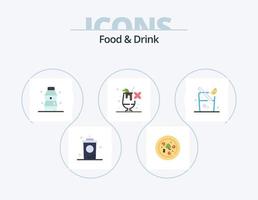 paquete de iconos planos de comida y bebida 5 diseño de iconos. . alimento. cóctel. agua vector