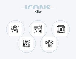 Killer Line Icon Pack 5 Icon Design. business. killer. bed. halloween. penalty vector