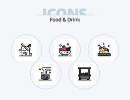 línea de comida y bebida llena de icono paquete 5 diseño de icono. . alimento. hielo. agua. vector