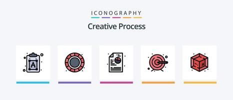 la línea de proceso creativo llenó el paquete de 5 íconos que incluye . proceso. interfaz. creativo. proceso. diseño de iconos creativos vector